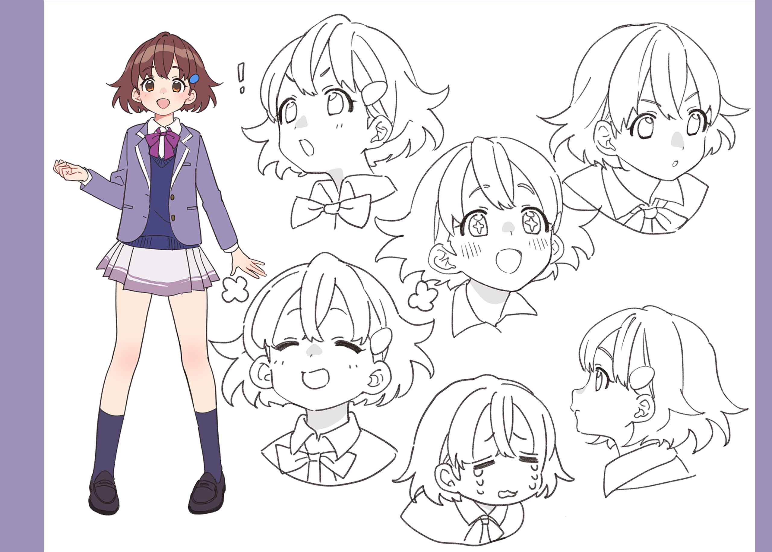 buuta puppet quartet hotei rika character design line art seifuku sweater 914207 yande.re